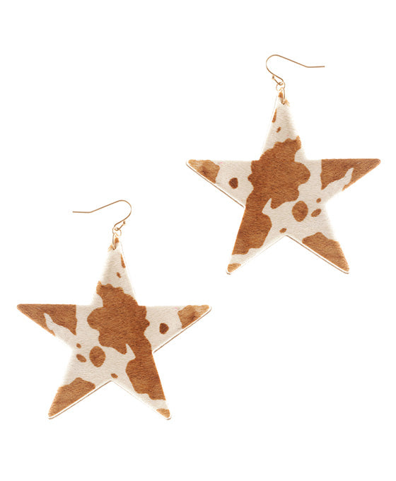 Leather Cowhide Star Earring