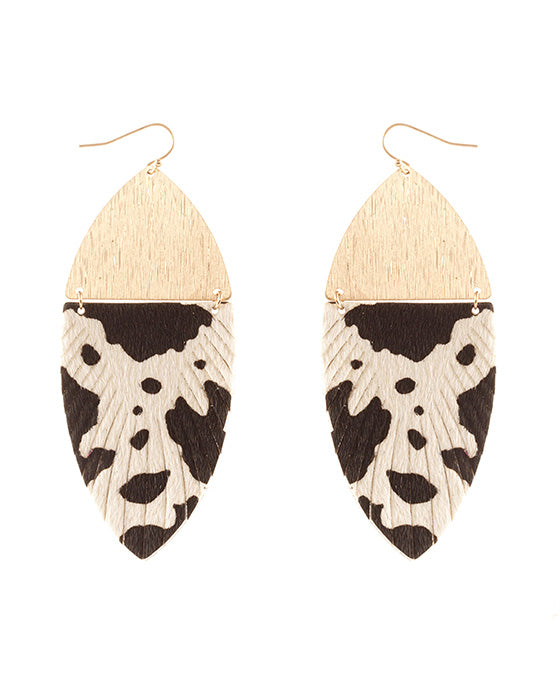 Metal Cowhide Fringe Earring