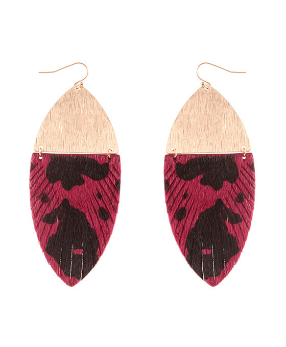 Metal Cowhide Fringe Earring