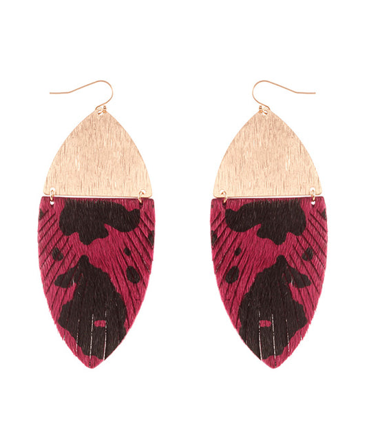 Metal Cowhide Fringe Earring