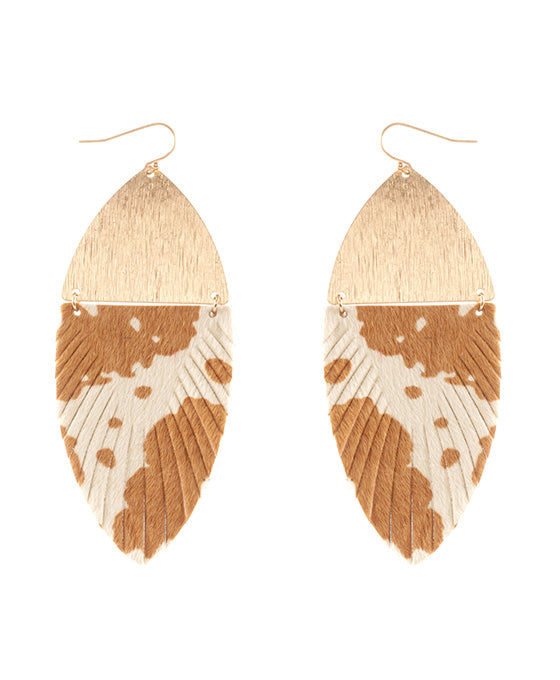 Metal Cowhide Fringe Earring