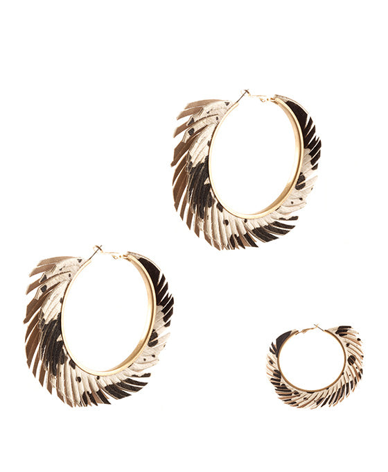 Metal Cowhide Fringe Earring