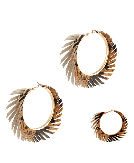 Metal Cowhide Fringe Earring