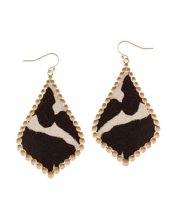 Metal Cowhide Pressed Ball Earring