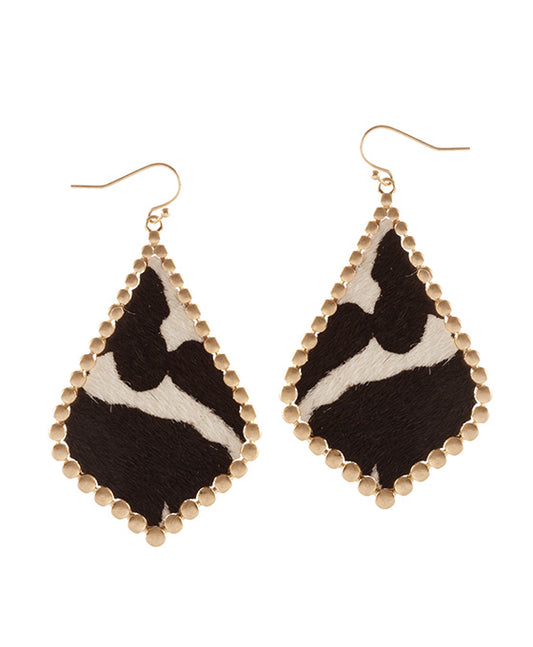 Metal Cowhide Pressed Ball Earring