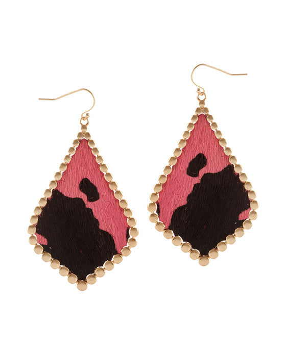 Metal Cowhide Pressed Ball Earring
