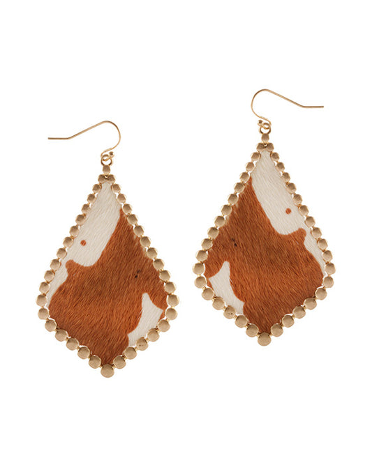 Metal Cowhide Pressed Ball Earring