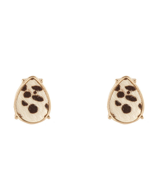 Cowhide Teardrop Post Earring