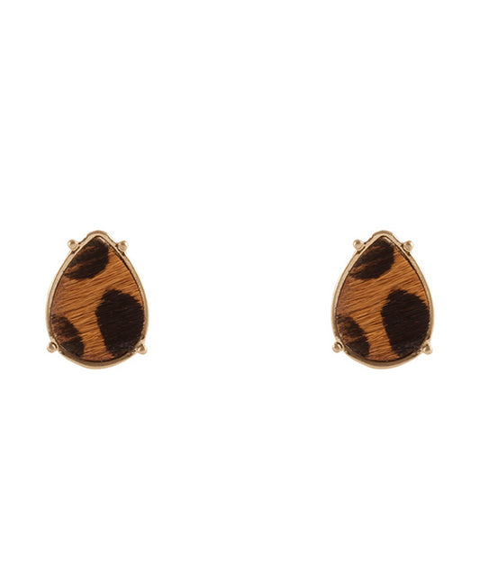 Cowhide Teardrop Post Earring