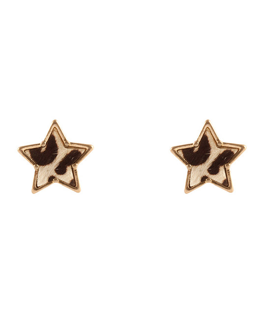 Cowhide Star Post Earring