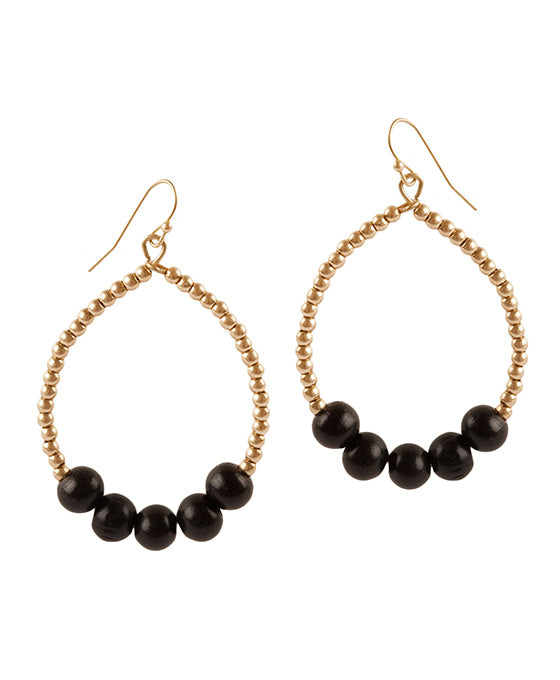 Wood & CCB Teardrop Earring
