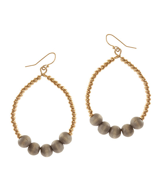 Wood & CCB Teardrop Earring