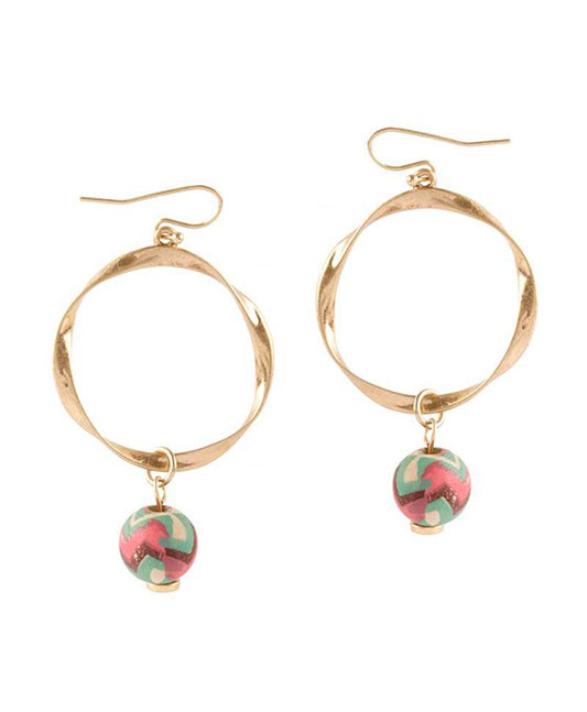 Wood Aztec Round Earring