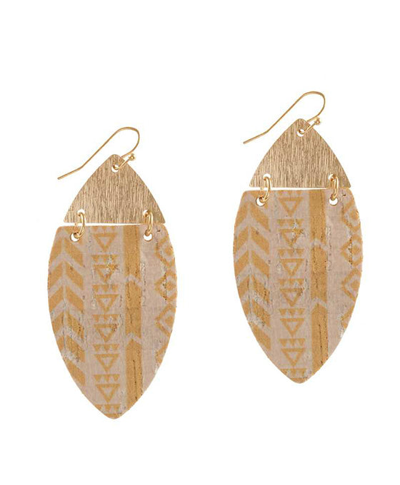 Metal & Cork Aztec Earring