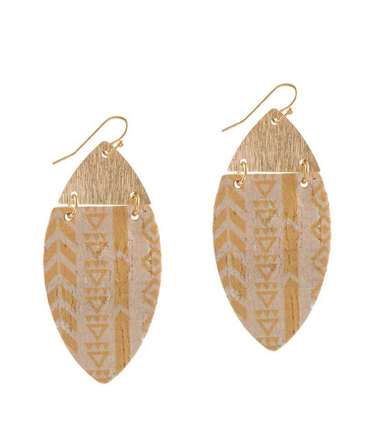 Metal & Cork Aztec Earring