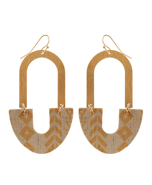 Metal & Cork Aztec Earring