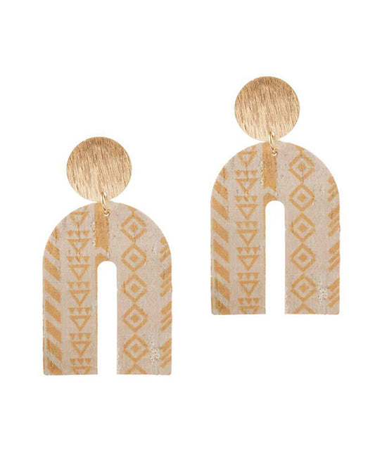Metal & Cork Aztec Earring