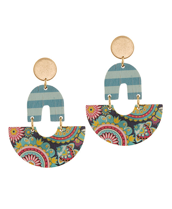 Wood Aztec Earring