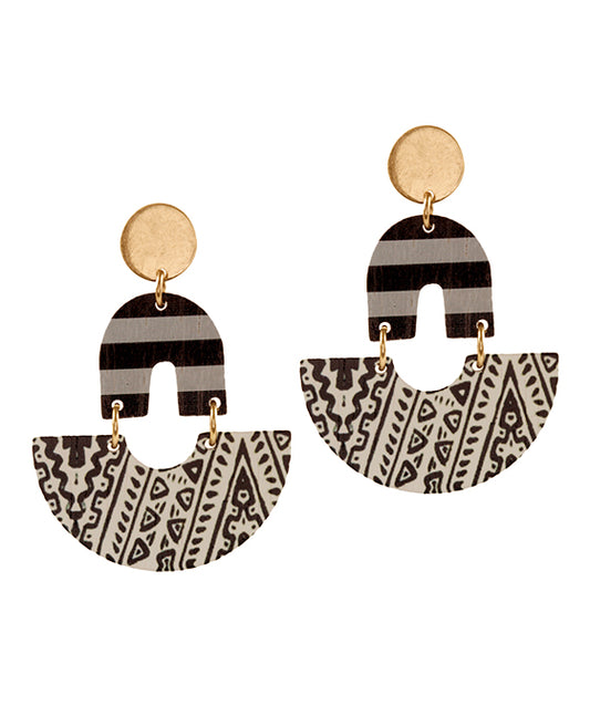 Wood Aztec Earring