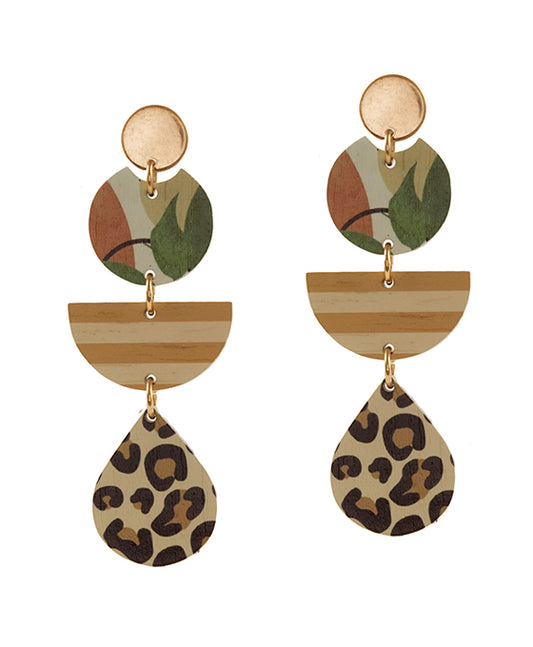 Wood Animal Print Earring