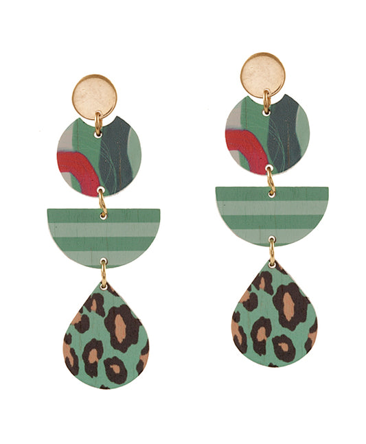 Wood Animal Print Earring