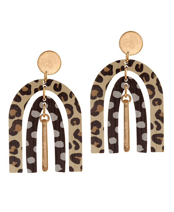 Wood Animal Print Earring