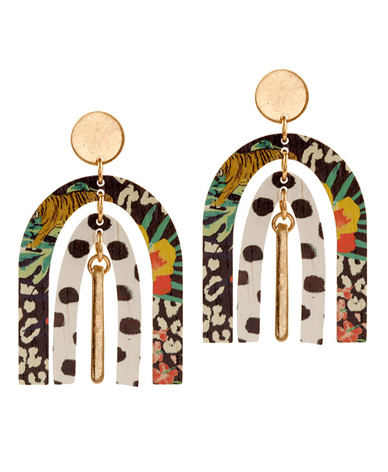 Wood Animal Print Earring