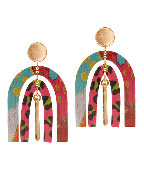 Wood Animal Print Earring