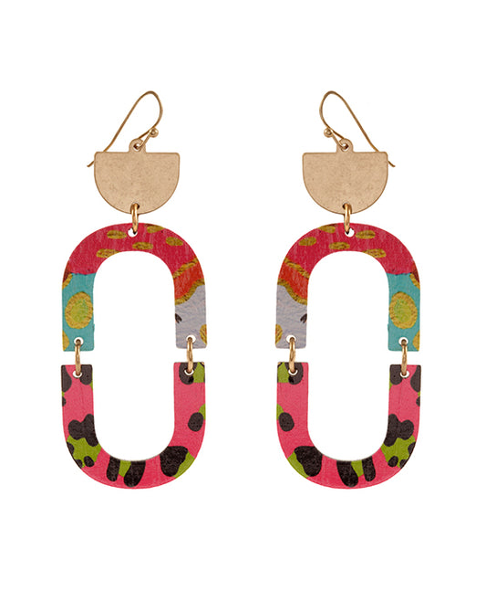 Wood Animal Print Earring