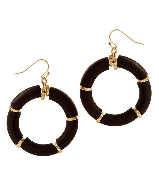 Wood Round Earring