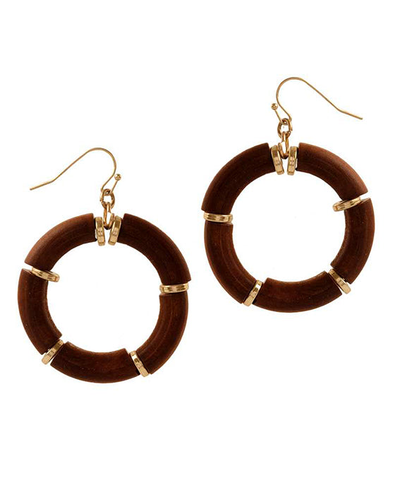 Wood Round Earring