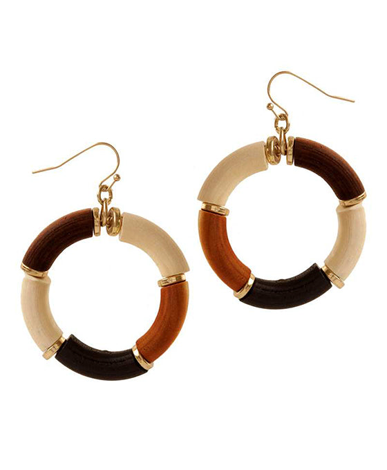 Wood Round Earring