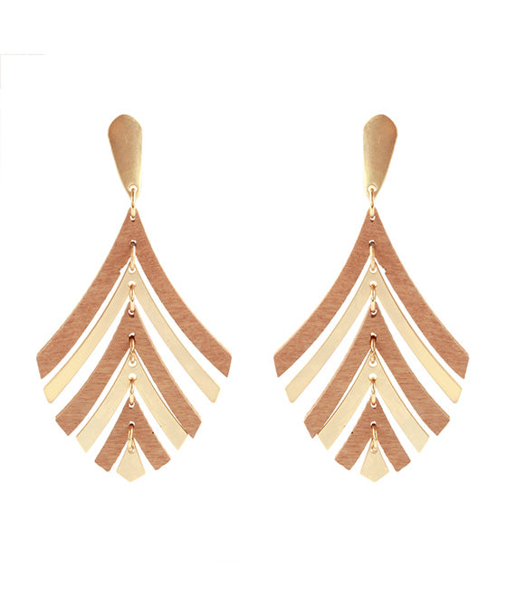 Metal & Wood Leaf Post Earring