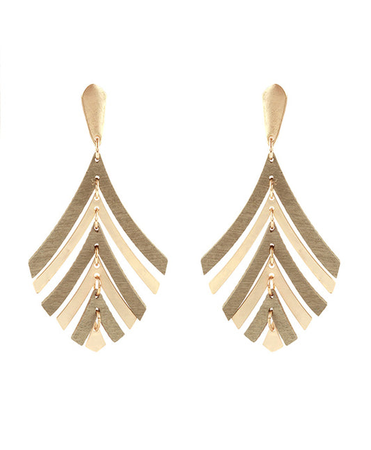 Metal & Wood Leaf Post Earring