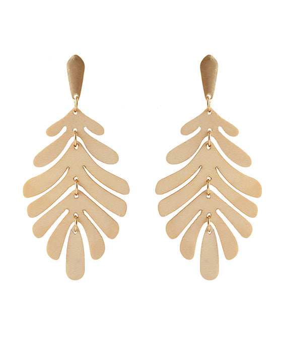 Metal & Wood Leaf Post Earring