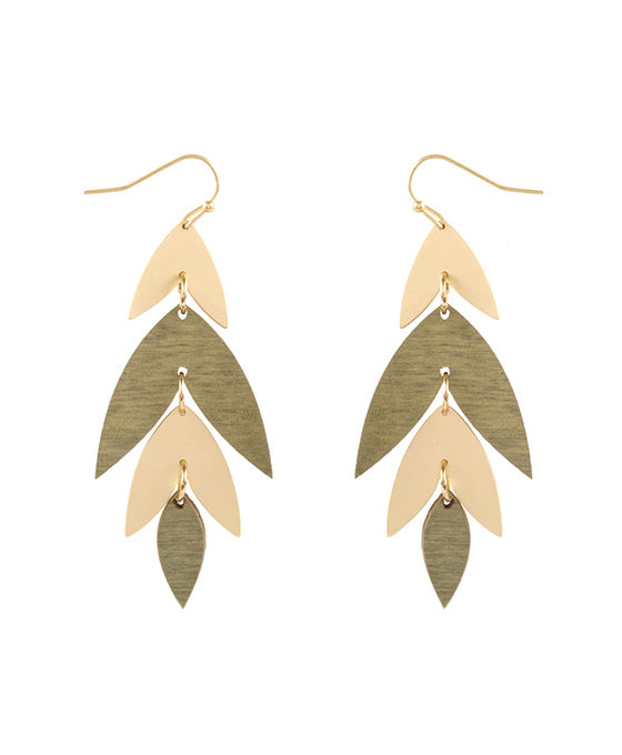 Metal & Wood Leaf Earring