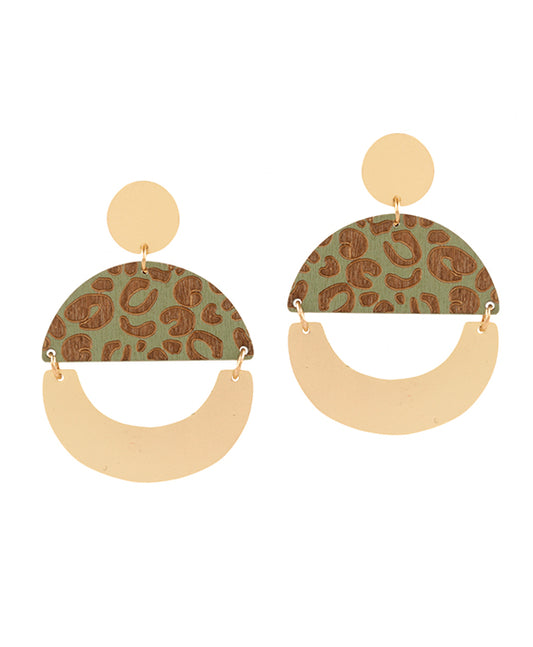 Metal & Wood Animal Print Post Earring