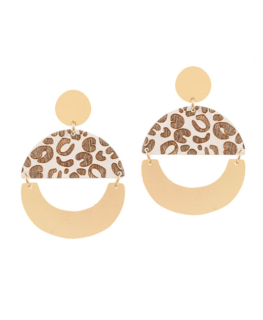 Metal & Wood Animal Print Post Earring