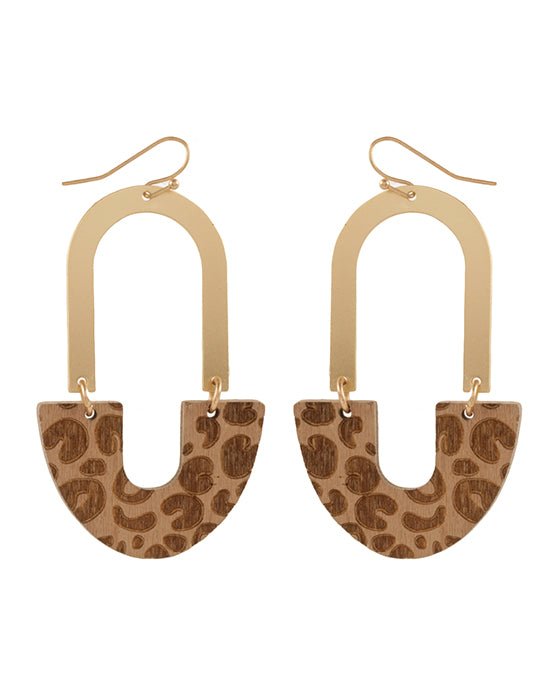 Metal & Wood Animal Print Post Earring