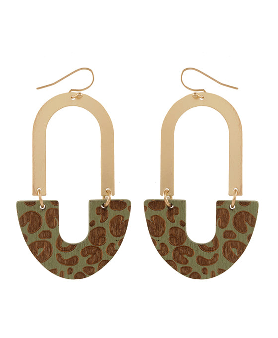 Metal & Wood Animal Print Post Earring