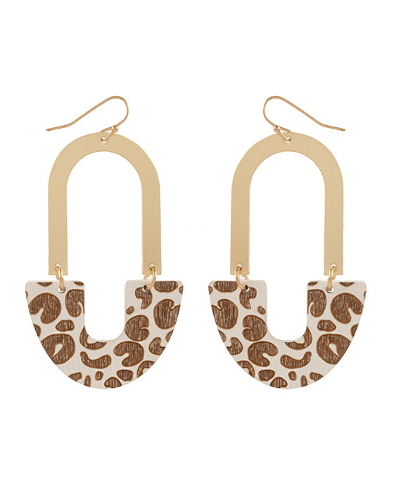 Metal & Wood Animal Print Post Earring