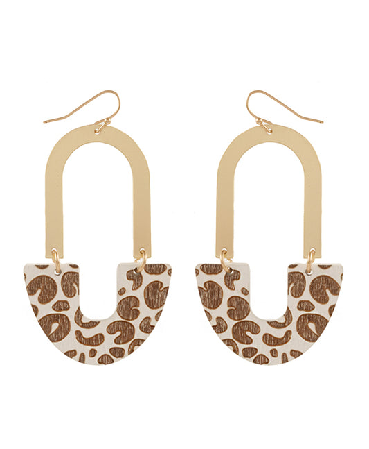 Metal & Wood Animal Print Post Earring