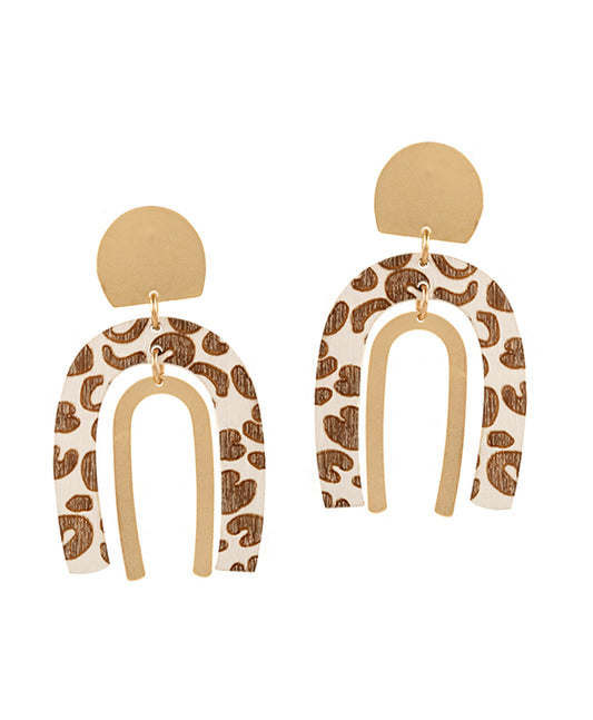 Metal & Wood Animal Print Post Earring