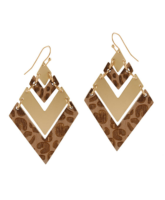 Wood Imprinted Animal Print Earring