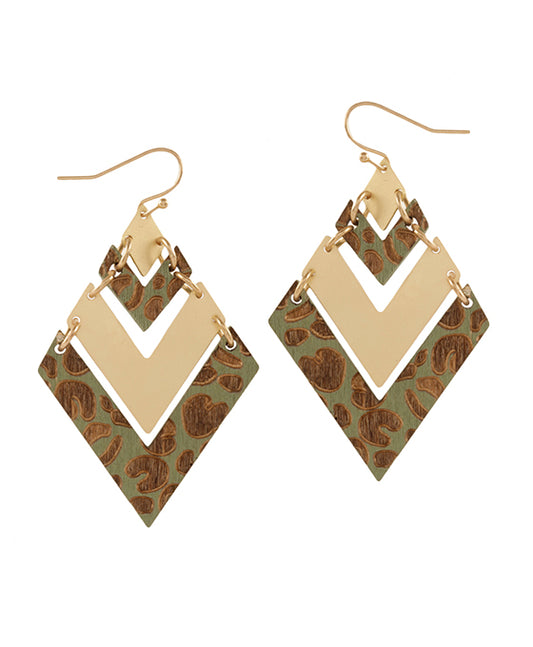 Wood Imprinted Animal Print Earring