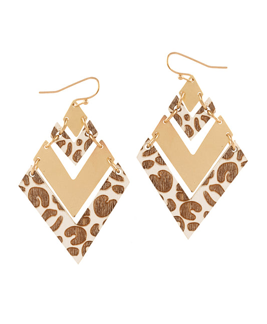 Wood Imprinted Animal Print Earring