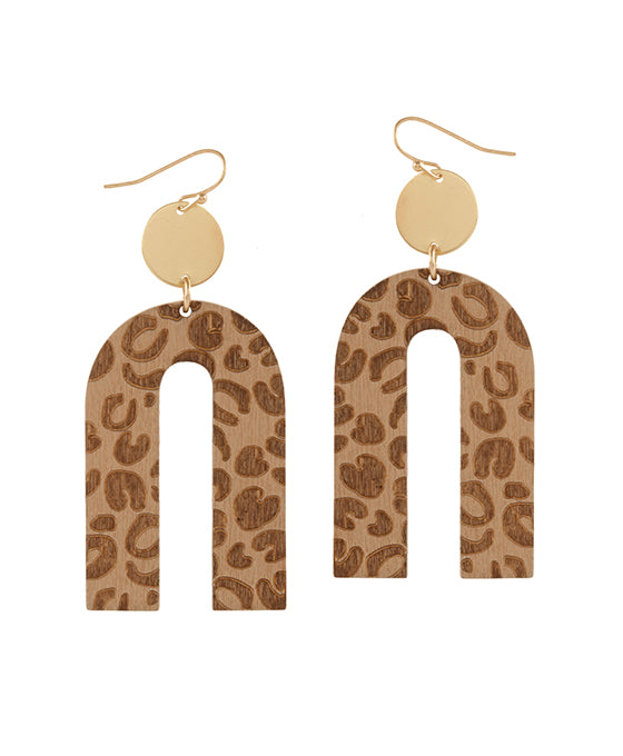 Wood Imprinted Animal Print Earring