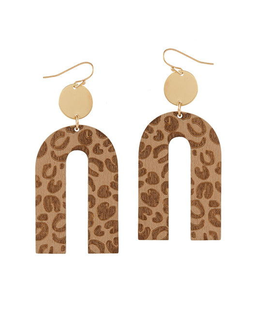 Wood Imprinted Animal Print Earring