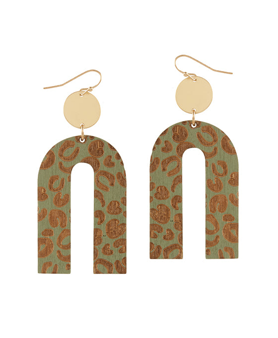 Wood Imprinted Animal Print Earring