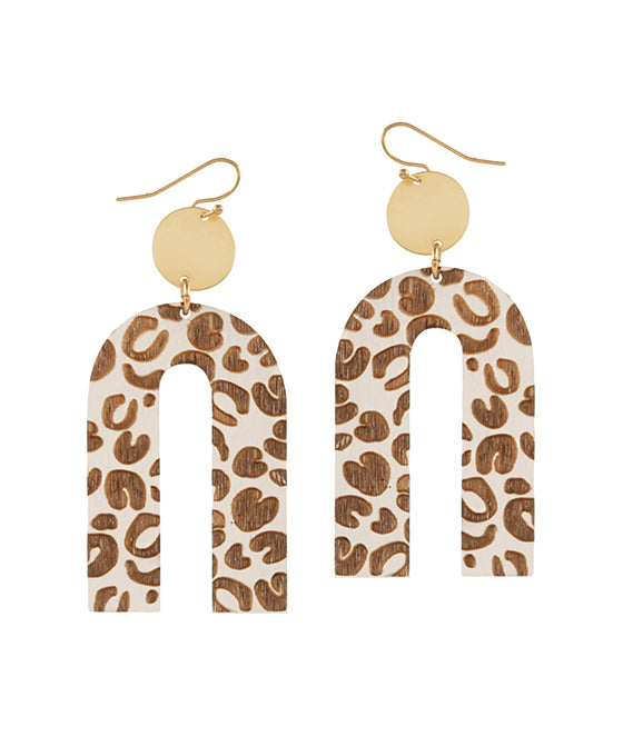 Wood Imprinted Animal Print Earring